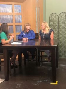 Amanda Olson on set with guest